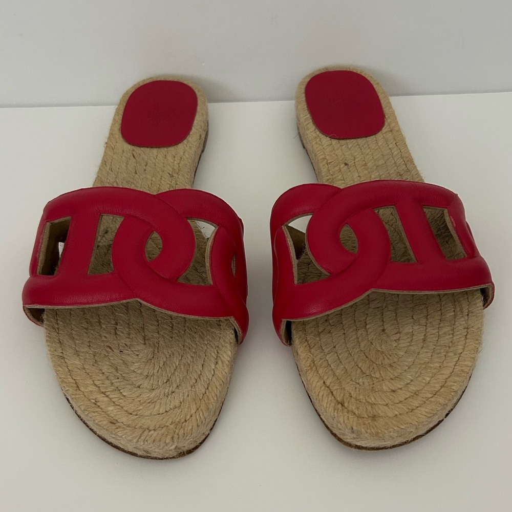 Hermes Lambskin Nappa Famosa Espadrille Slip On Flat Sandals size 37 - Picture 2 of 8